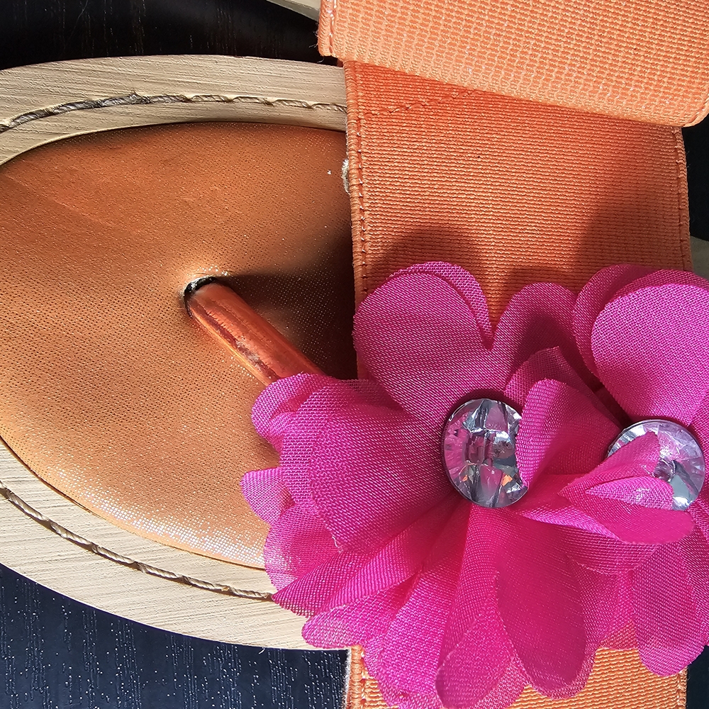 Stuart Weitzman Orange Sandals with Pink Floral Kids Size 3 - Picture 3 of 8